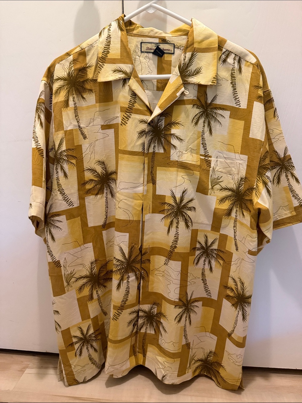 Tommy Bahama Mustard Palm-Print Camp Shirt